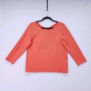 J Crew Tie Back T Shirt 3/4 Sleeve Orange Women's Size M Casual Preppy